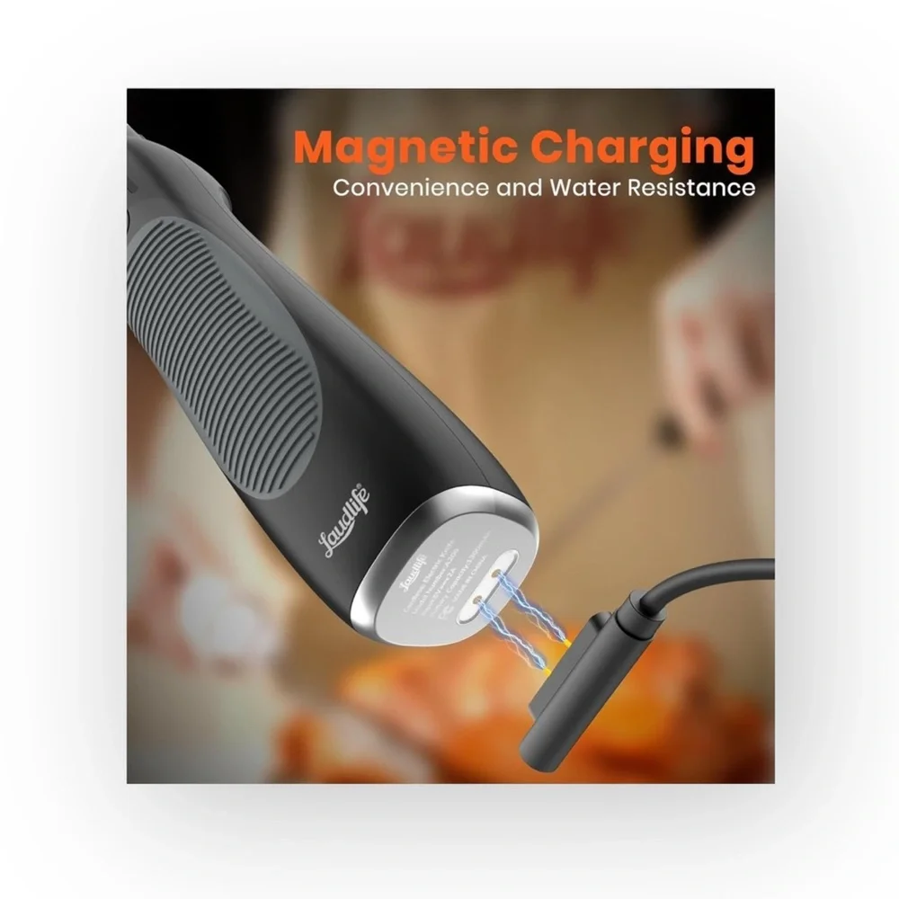 Laudlife ★ Cordless Electric Knife ★ Black ★ Stainless Steel Blades ★ Mag Charge